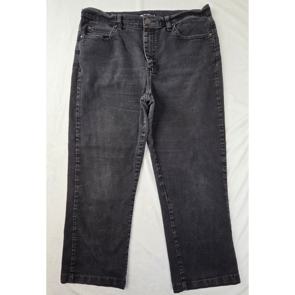 Lee Jeans Women 16 Medium Black Relaxed Fit Straight Leg Denim Excellent